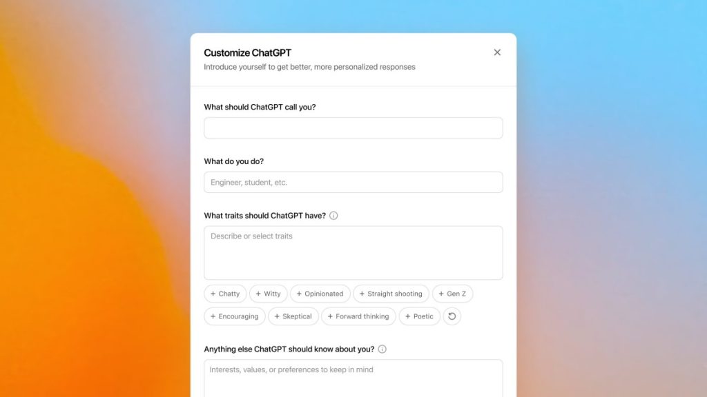ChatGPT’s new feature lets users assign it traits like “talkative” and “Generation Z”