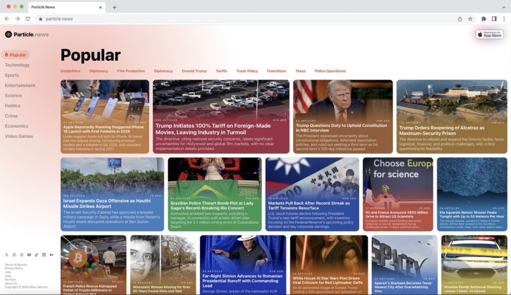 The particle brings its news based on artificial intelligence to the web