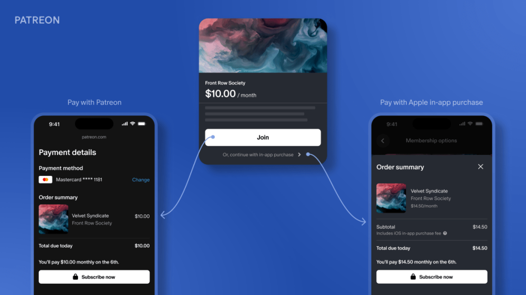 Patreon app can now accept web payments after the United States App Store changes